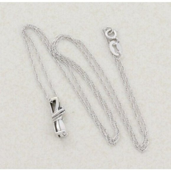 14k White Gold Natural Opal and Diamond Necklace 18 inch chain 1 mm - Picture 9 of 10